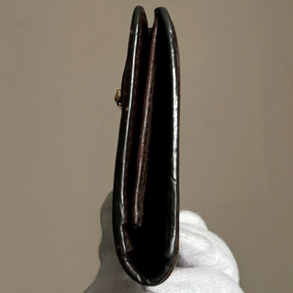 Celine Brown Macadam Canvas and Croc Embossed Leather French Wallet - Picture 7 of 15